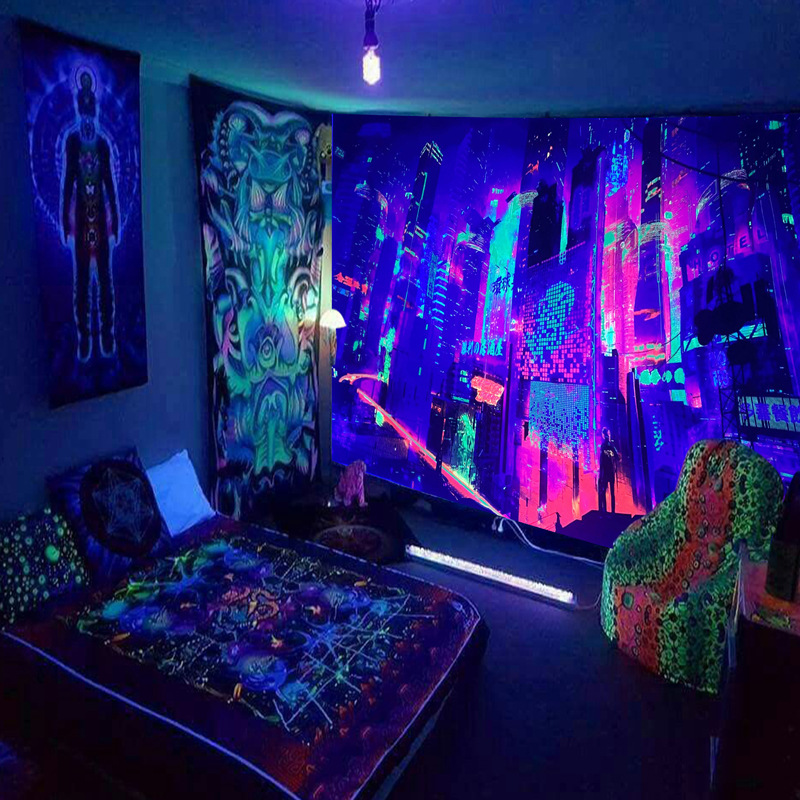 Lighting World Decor - Wandteppich mit schwarzem Licht zum Aufhängen,