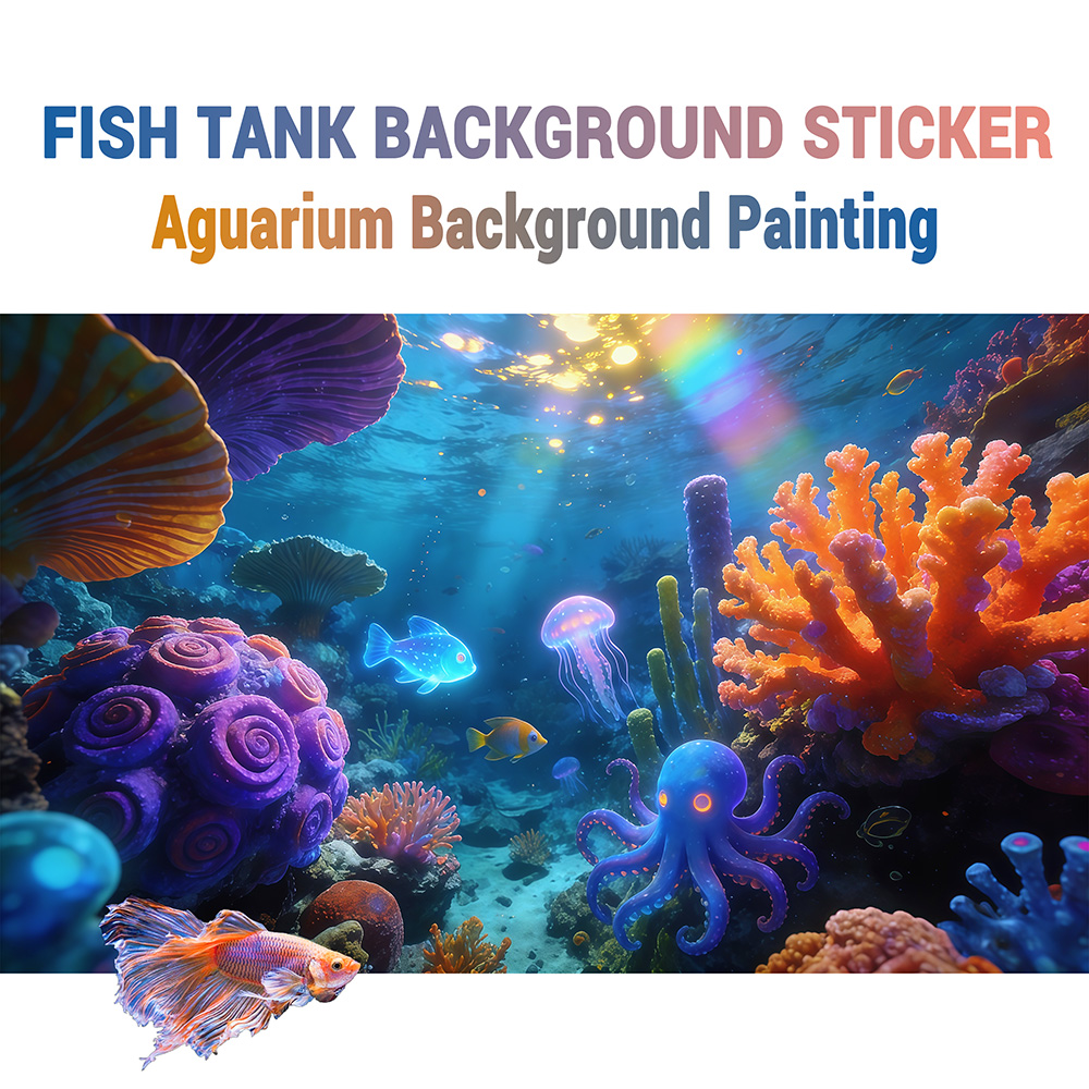 Lighting World Decor - Die Unterwasserwelt unter dem Regenbogenlicht, Aquarium-Aufkleber,