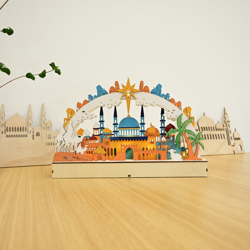 Lighting Decor Woodbridge - Neue Holz-LED-Mond- und Brückenlampe Muslimische Eid