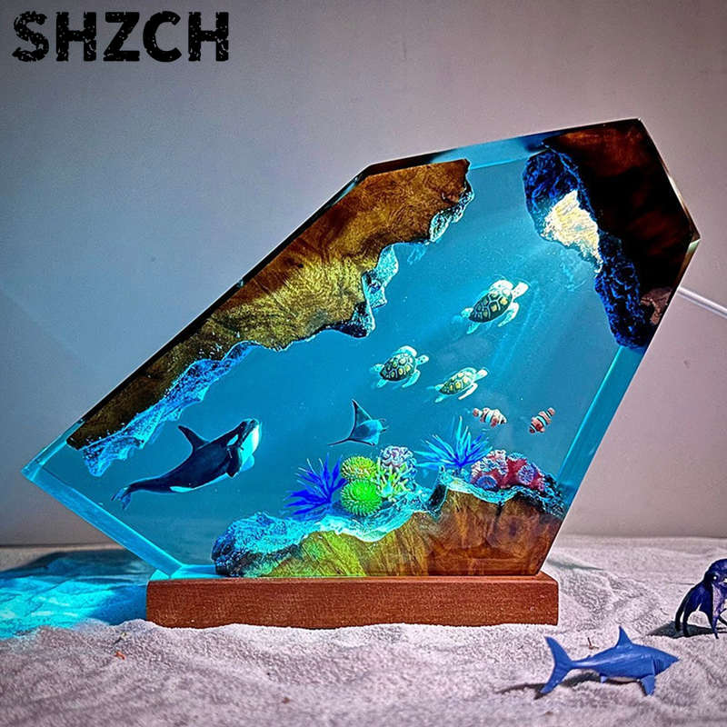 Lighting World Decor - Unterwasserwelt Taucher-Harzstatue Lampe Miniatur-Figur Tiefsee-Taucher Figuren