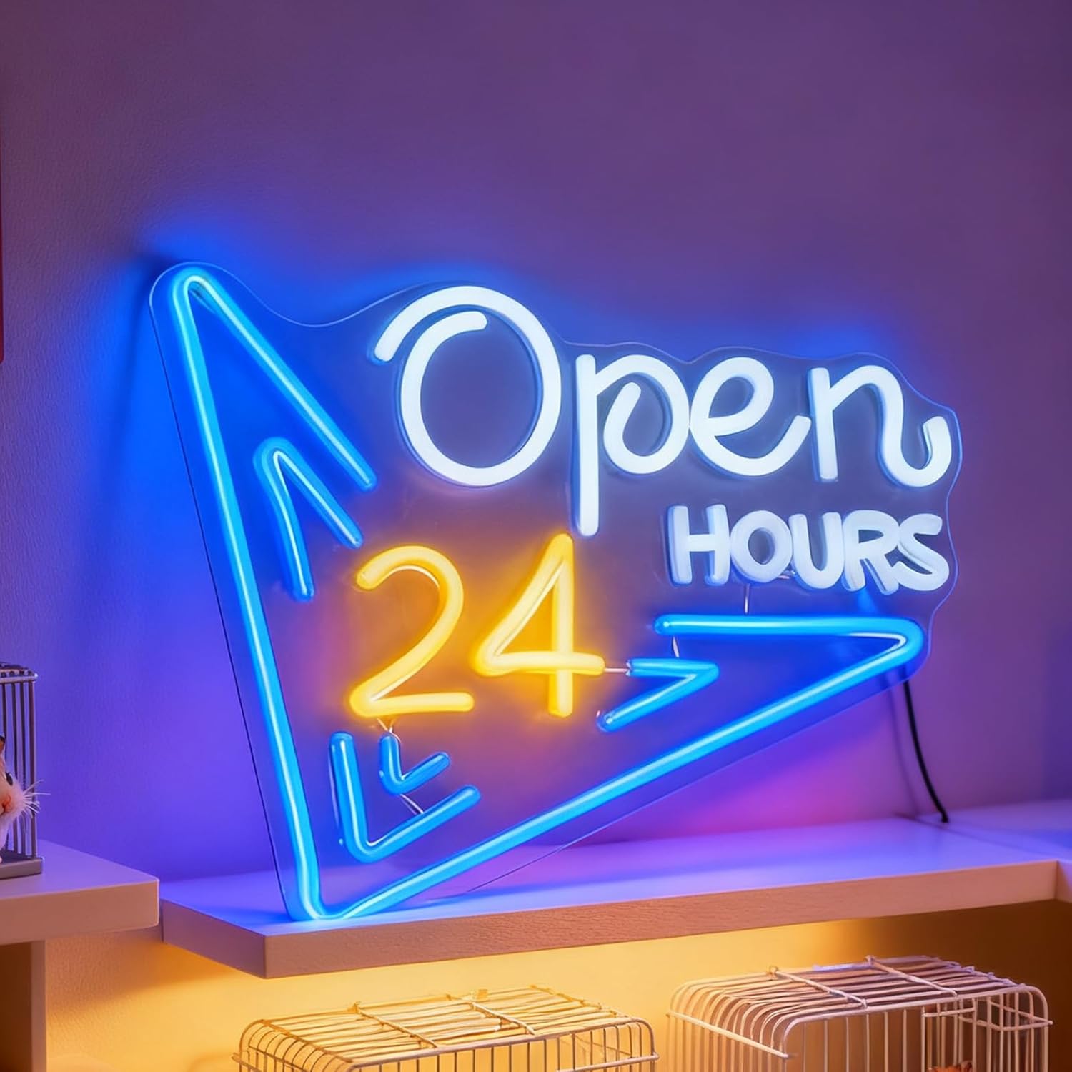 Decor Lighting Opening Hours - ﻿ 24 Stunden Offen-Neonschild, USB-betrieben, handgefertigtes