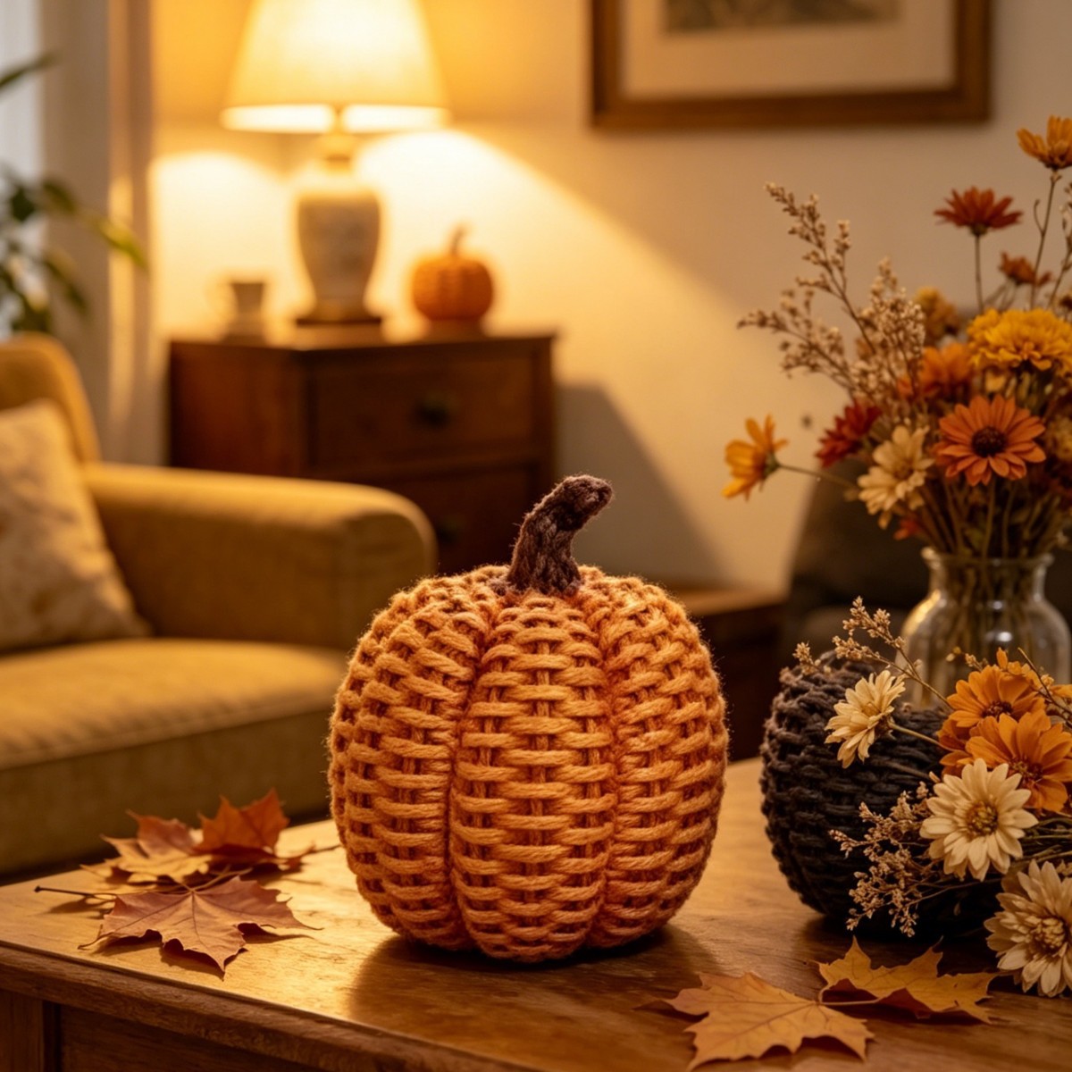 Lighting Home Decor Items - Imitation-Rattan-Kürbis-Ornamente, Kunsthandwerk aus Kunstharz, Halloween- und