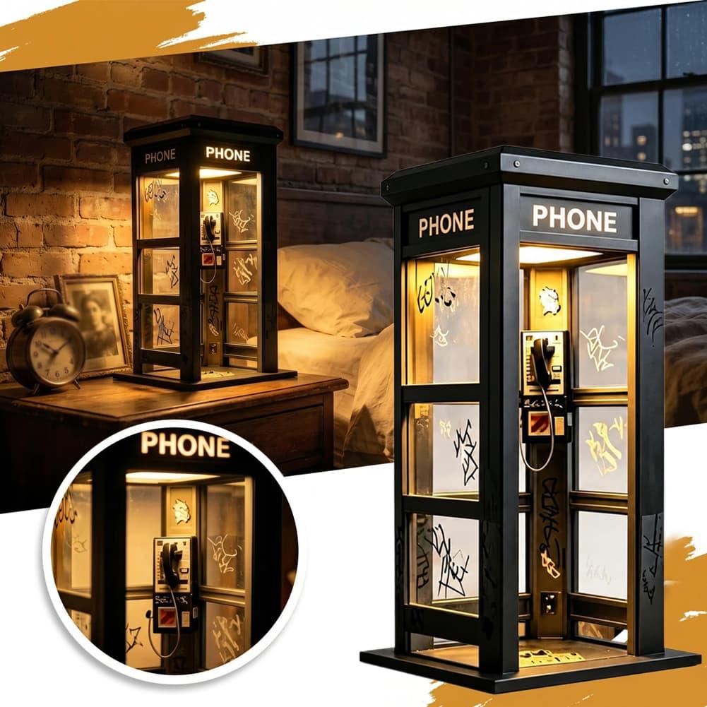 Lighting Decor Bedroom - Retro Graffiti Telefonzellen-Tischlampe Mini Londoner Telefonbox