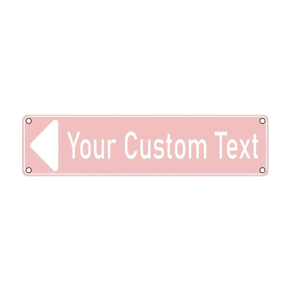 Lighting Metal Wall Decor - Personalisierte, individuelle Textleuchte, hellrosa Pfeil-Aluminiumplakette, 40