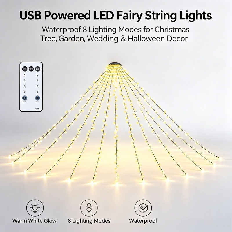 Lighting Decor Wedding - USB LED Lichterkette, Wasserdichte Weihnachtsbaumbeleuchtung mit