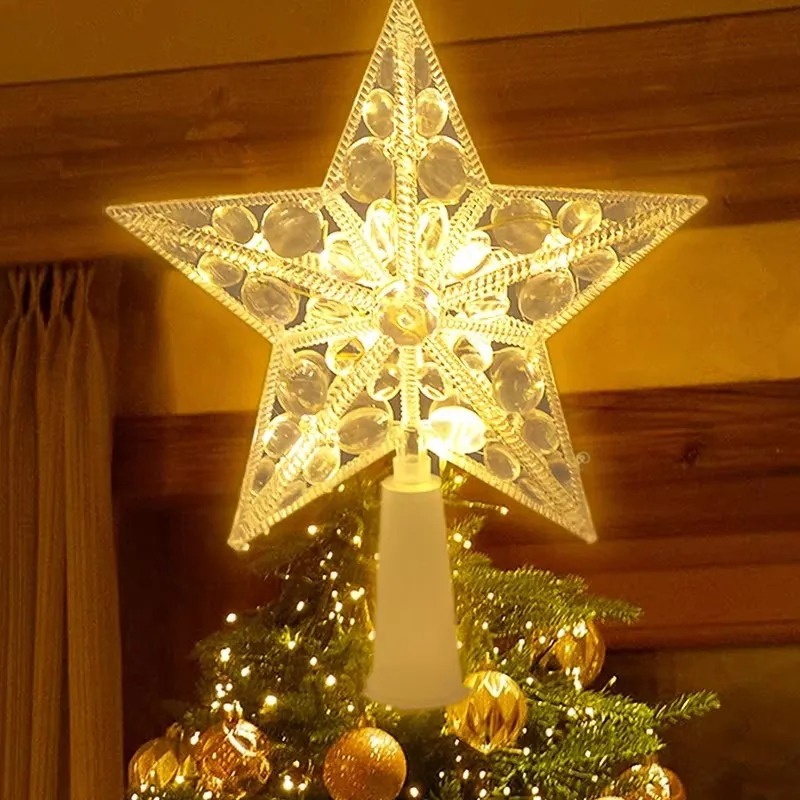 Home Decor Lighting Tree - Leuchtender Weihnachtsbaumspitze, 15 cm, Weihnachtsbaum, transparenter