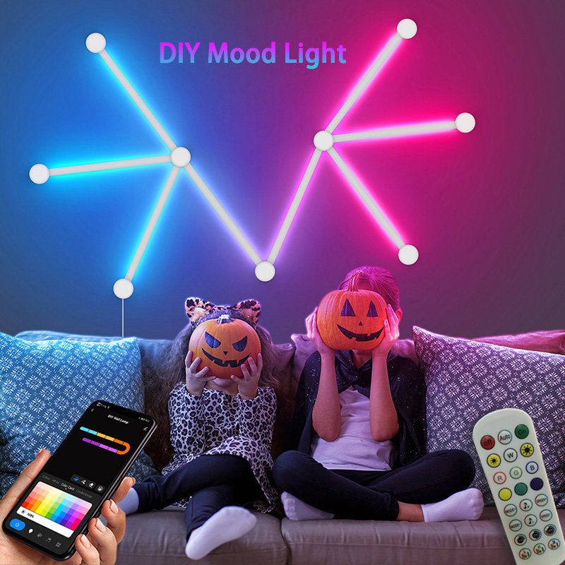 Lighting Decor Bedroom - Intelligente RGB-Wandleuchte, Bluetooth-APP-Verbindung, LED-Lichtleiste für Musikpartys,