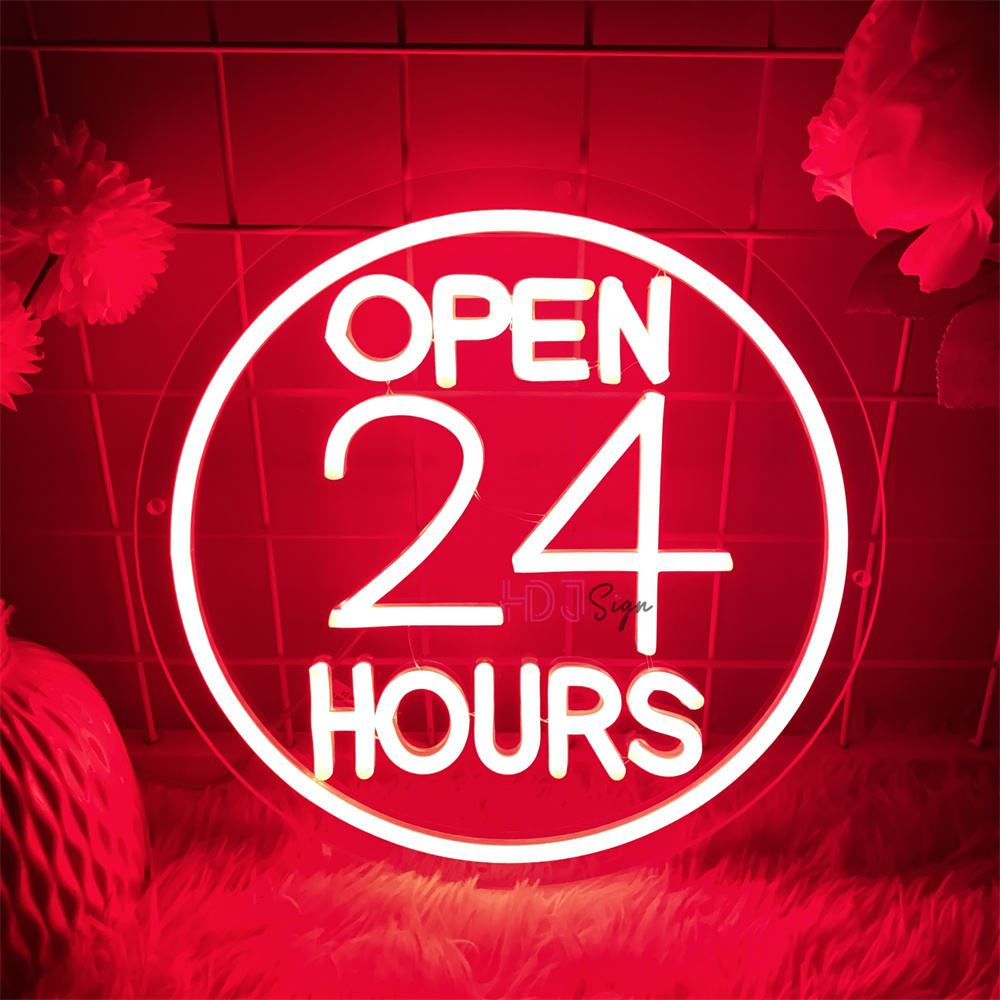 Decor Lighting Opening Hours - Neon-LED-Schilder öffnen 24-Stunden-Kaffeebar, Neon-LED-Leuchten, USB, Schlafzimmer,