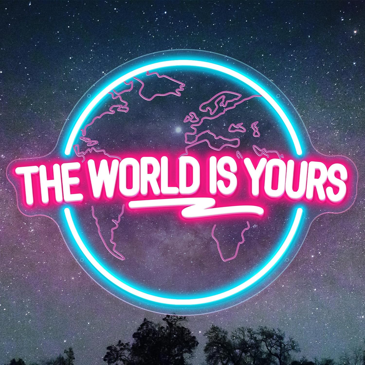 Lighting World Decor - „The World Is Yours“ Neonschild, geschnitzter