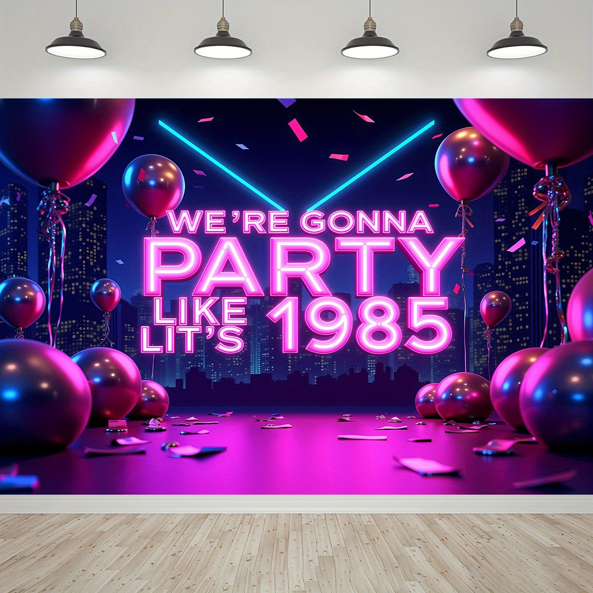 Decor Lighting Returns - Ein 2D-Stoffhintergrund mit rosa Neonlichtern kehrt
