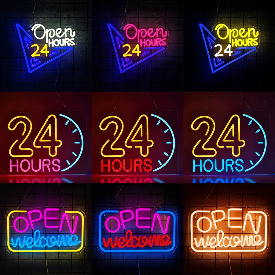 Decor Lighting Opening Hours - USB-Leuchtschild für Café, Geschäft, Wand, Fenster,