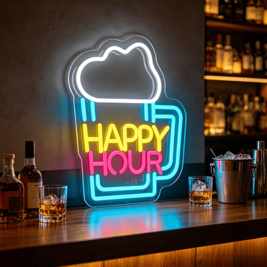 Decor Lighting Opening Hours - Happy Hour Bierkrug LED-Wandleuchte USB Dimmbares