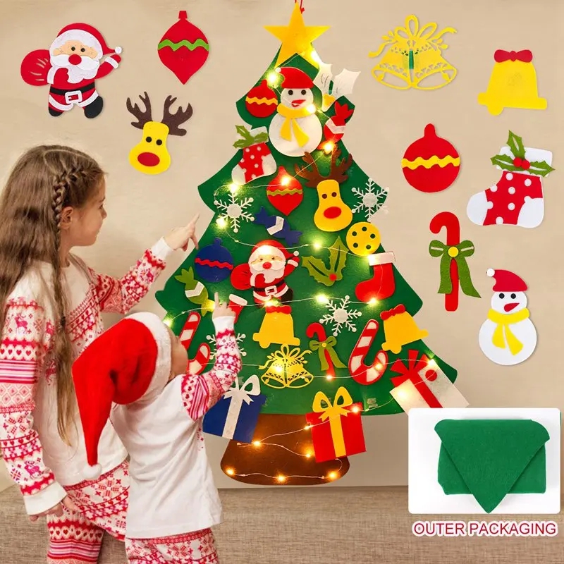 Home Decor Lighting Tree - DIY Filz-Weihnachtsbaum mit Licht, Weihnachtsdekoration für