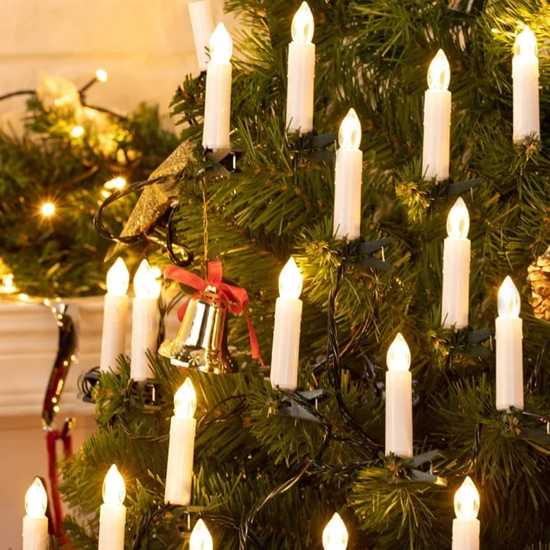 Home Decor Lighting Tree - Flammenlose, kegelförmige Weihnachtskerzen-Lichterkette mit Clips, 10/20
