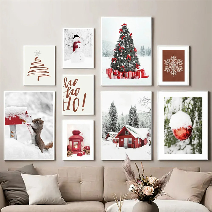 Home Decor Lighting Tree - Vintage Poster und Drucke Weihnachtsbaum Wandkunst