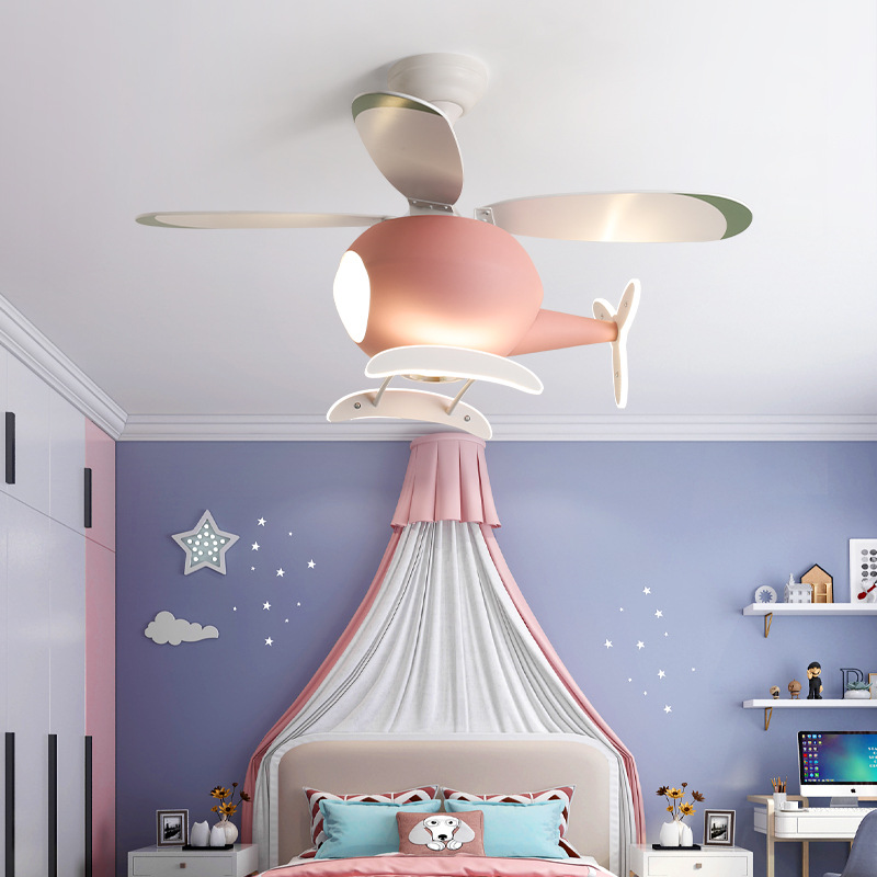 Decor Lighting Fans - Moderne Kreative Cartoon-Flugzeug-Ventilatorleuchte Einfache Deko-LED-Deckenlampe für