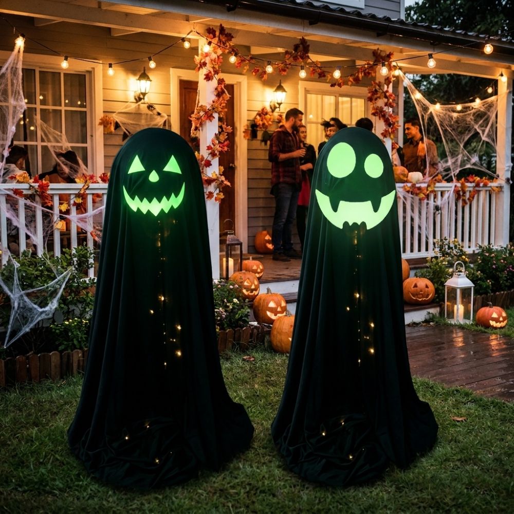 Lighting Decoration Stand - Leuchtende Halloween-Stehgeist-Dekoration, verstellbare, gotische, leuchtende, gruselige
