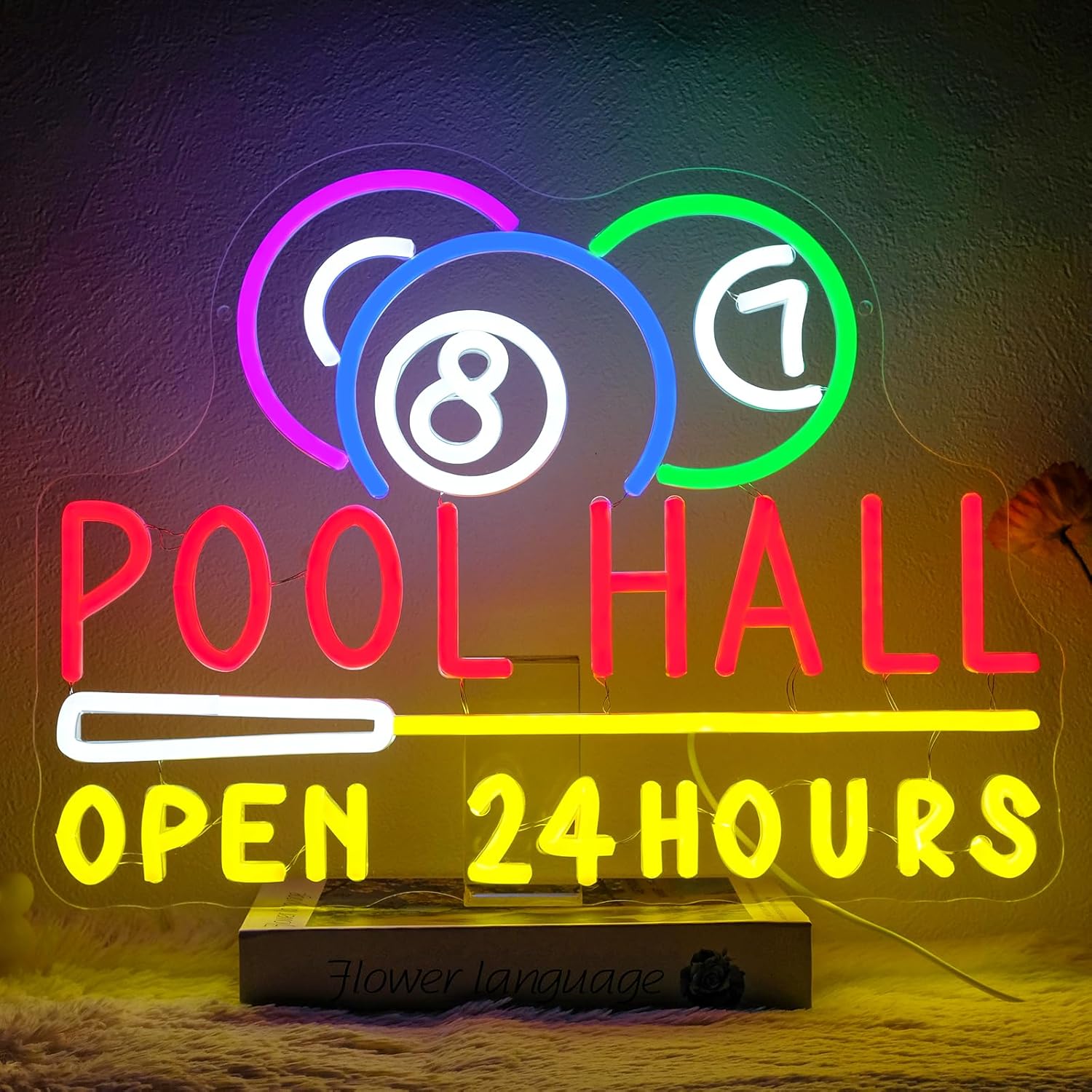 Decor Lighting Opening Hours - Pool-Halle 24 Stunden offen Neonschild USB-betriebenes