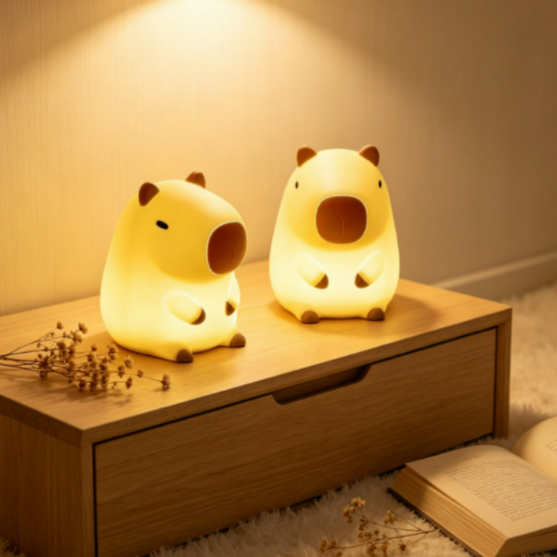 Lighting Room Decor Items - Niedliche Capybara-Nachtlampe aus Silikon, kreative Cartoon-Nachttischlampe