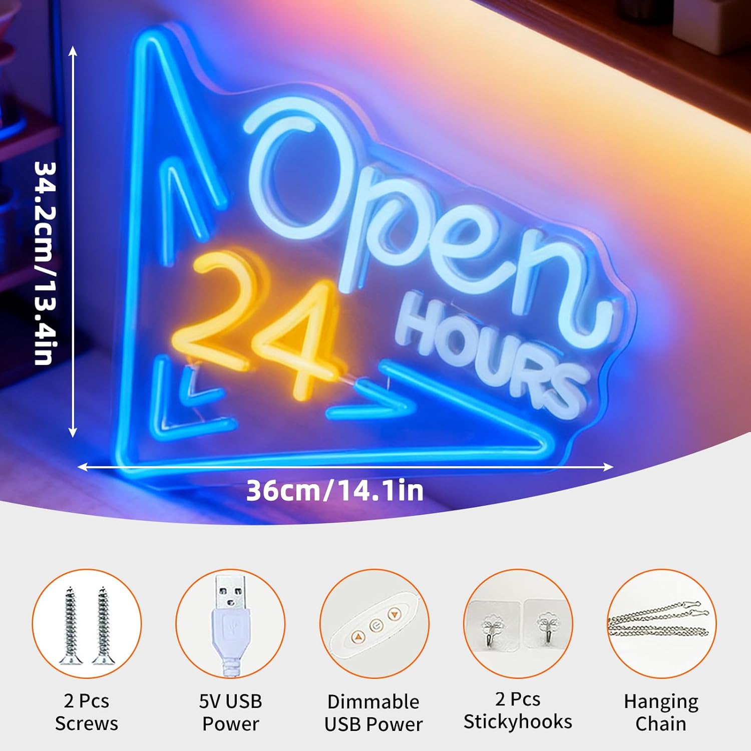    24 Stunden Offen-Neonschil – Decor Lighting Opening Hours Bewertung und Preis