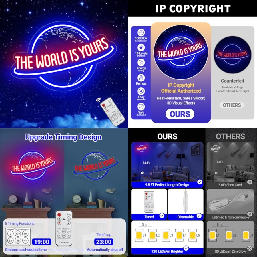„The World Is Yours“ Neonschil – Lighting World Decor Bewertung und Preis