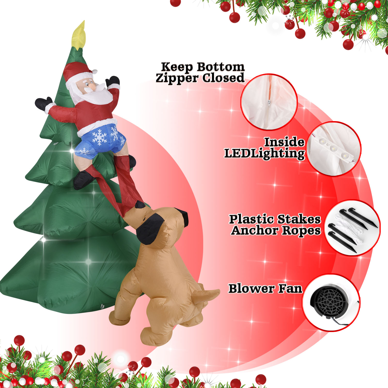 Aufblasbarer Weihnachtshund mi – Home Decor Lighting Tree Bewertung und Preis